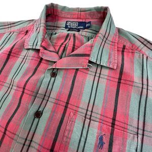 Vintage Polo Ralph Lauren Shirt XL Camp Loop Collar Cotton Caldwell Plaid